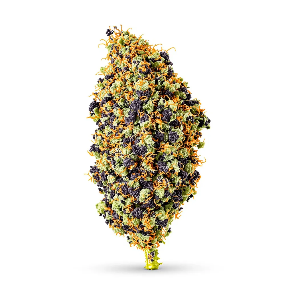 Tyson 85% indica / 15% sativa — flor con tricomas visibles