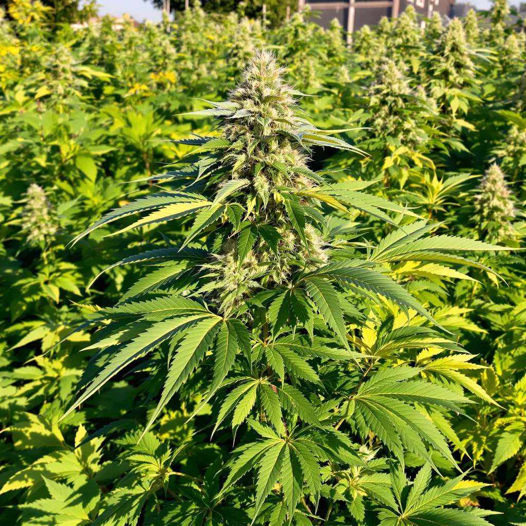 Tyson 85% indica / 15% sativa — flor con tricomas visibles
