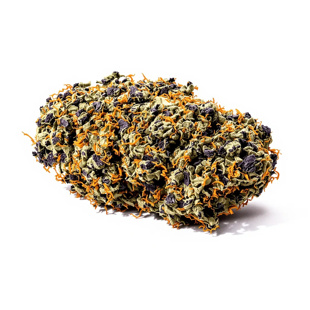 Tyson 85% indica / 15% sativa — flor con tricomas visibles