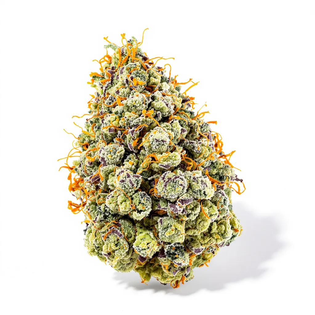 UK Cheese 40% indica / 50% sativa — flor con tricomas visibles