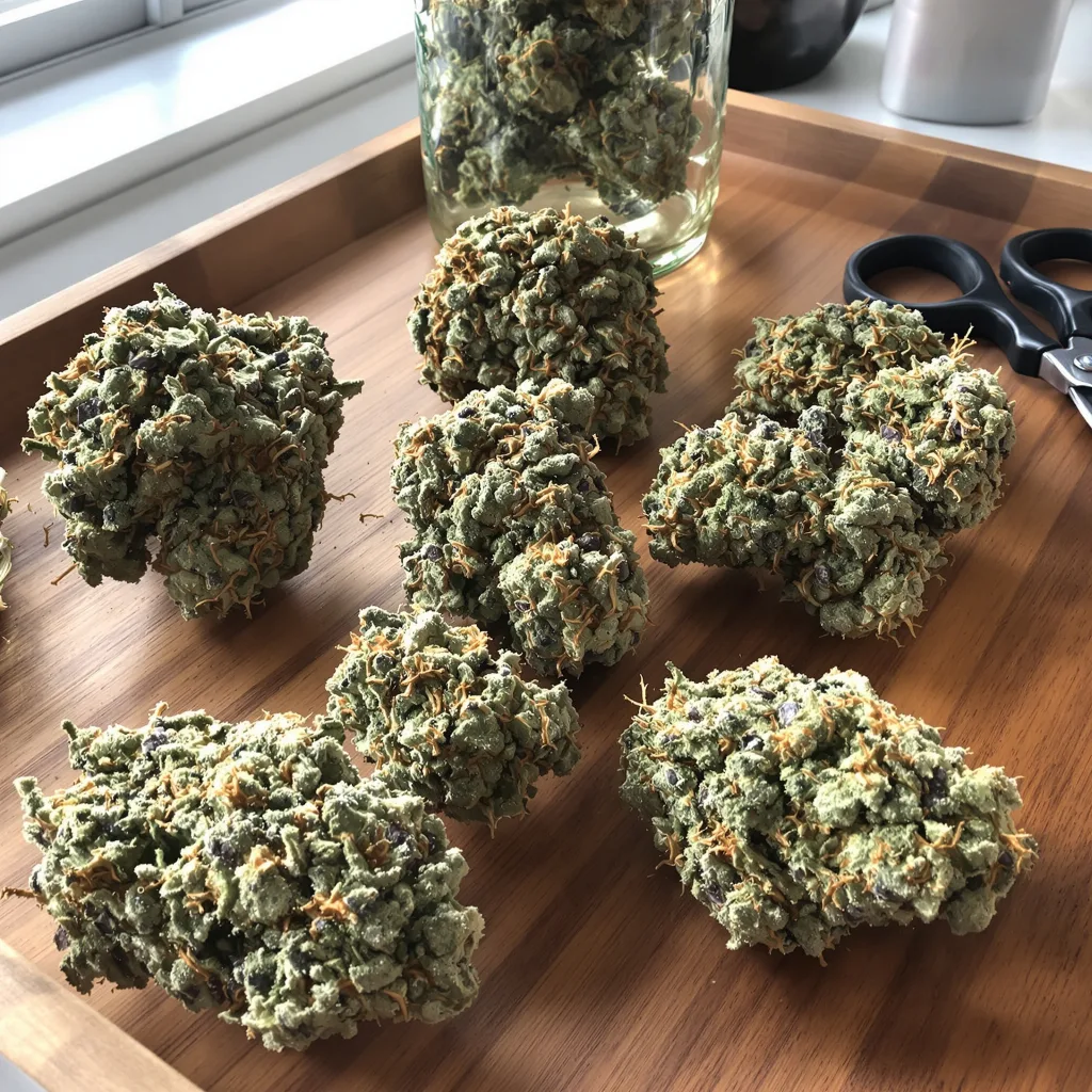UK Cheese 40% indica / 50% sativa — flor con tricomas visibles
