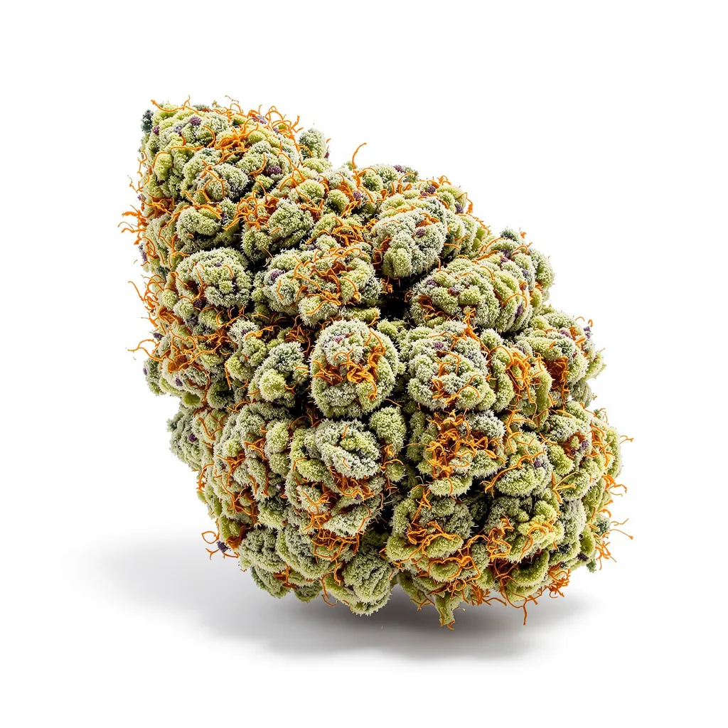 UK Cheese 40% indica / 50% sativa — flor con tricomas visibles