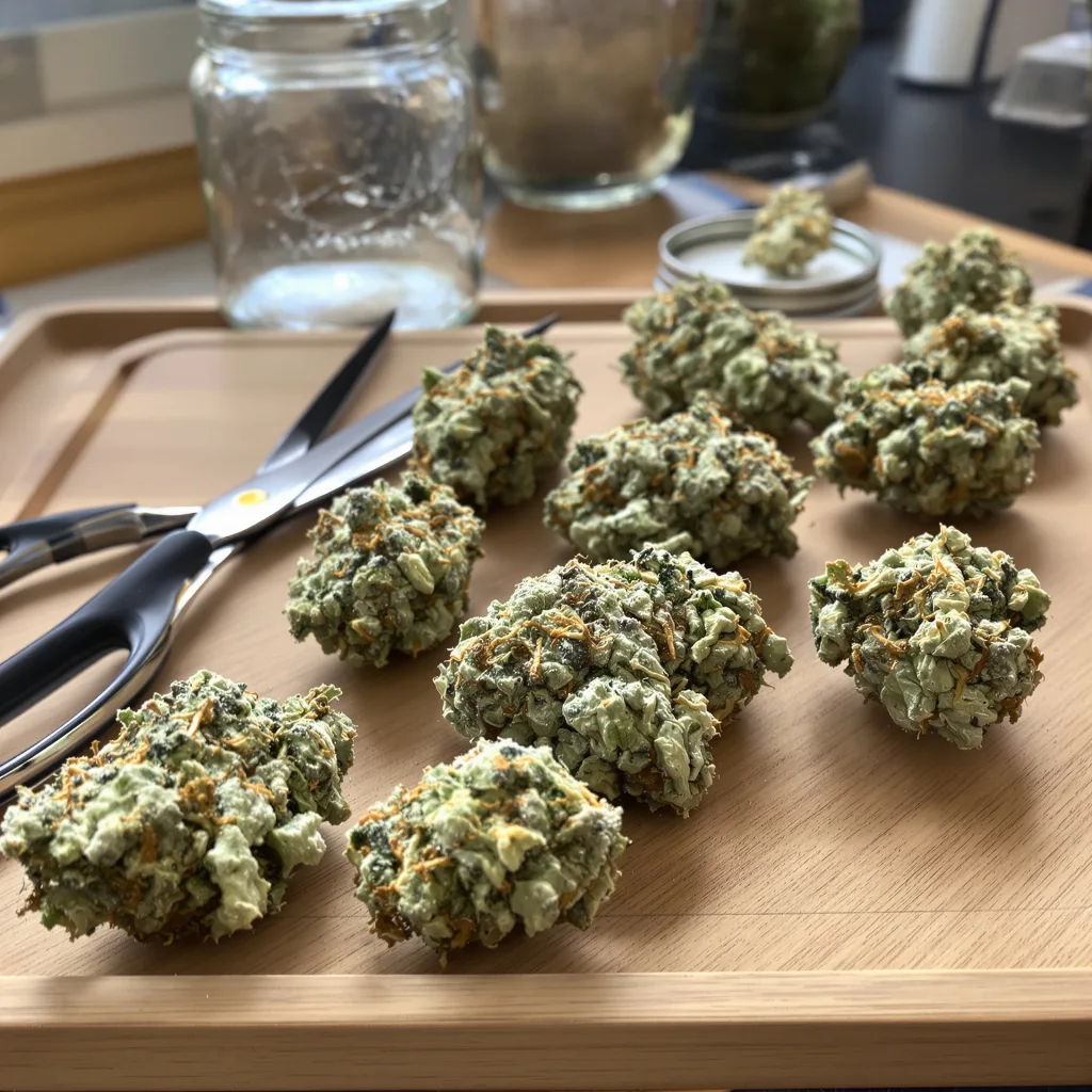 Valentine X CBD 44% indica / 56% sativa — flor con tricomas visibles