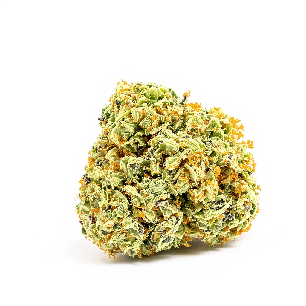 Valentine X CBD 44% indica / 56% sativa — flor con tricomas visibles
