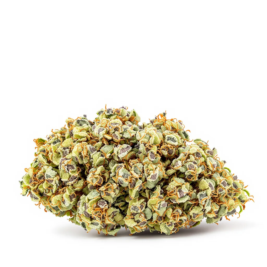 Valley Ghash 42% indica / 58% sativa — flor con tricomas visibles