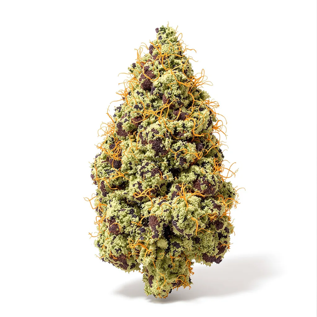 Vanilla Kush 70% indica / 30% sativa — flor con tricomas visibles