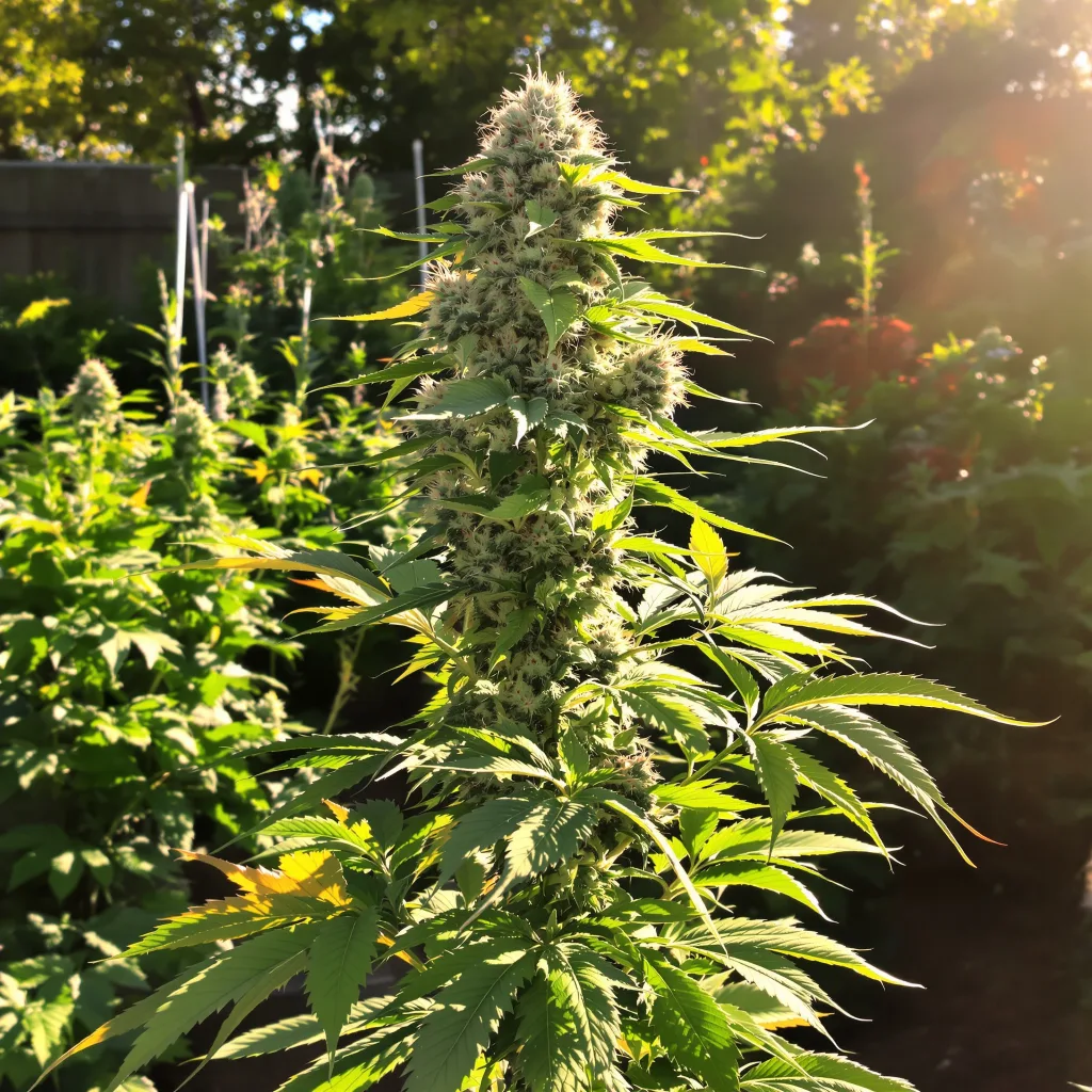 Venus OG 57% indica / 43% sativa — flor con tricomas visibles