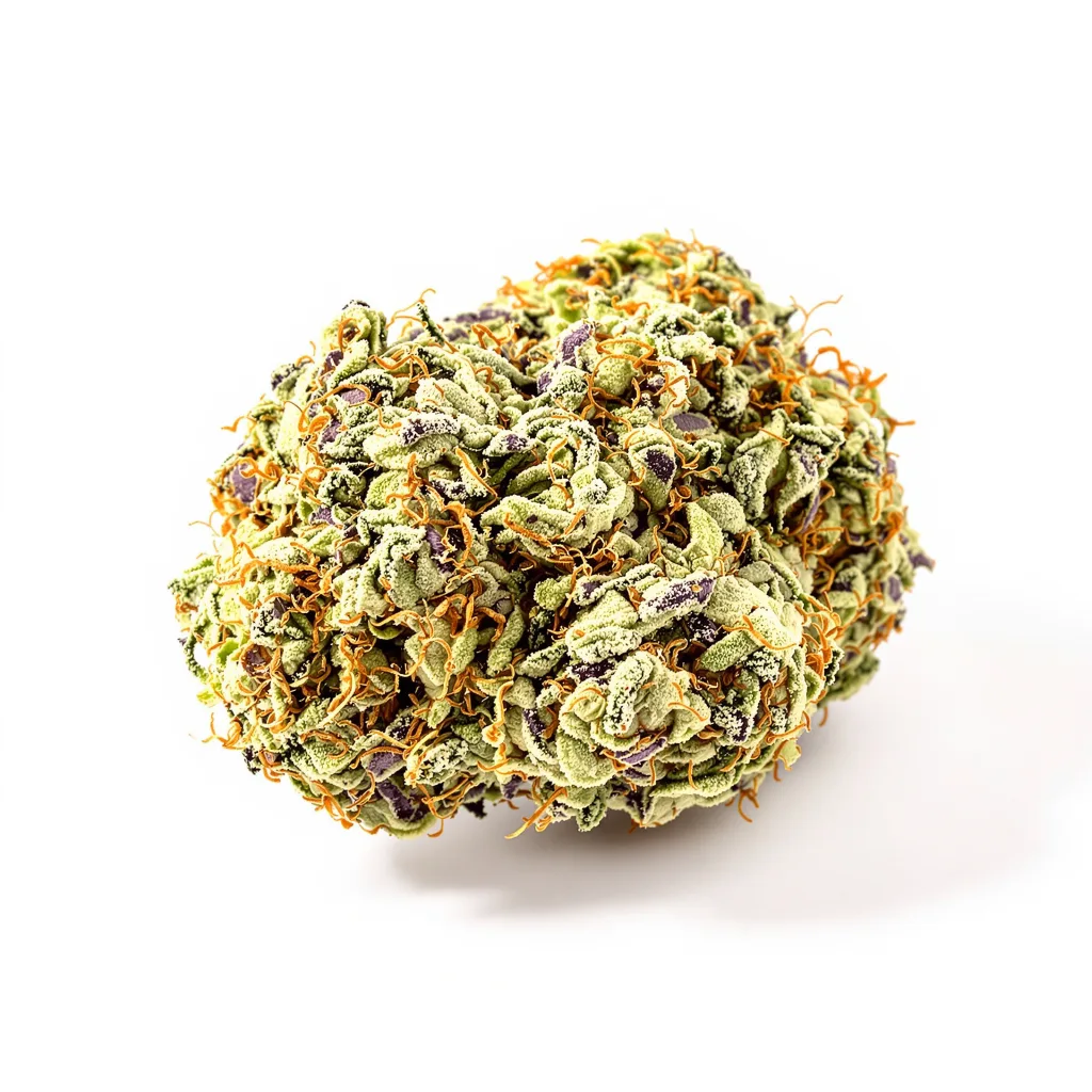 Venus OG 57% indica / 43% sativa — flor con tricomas visibles