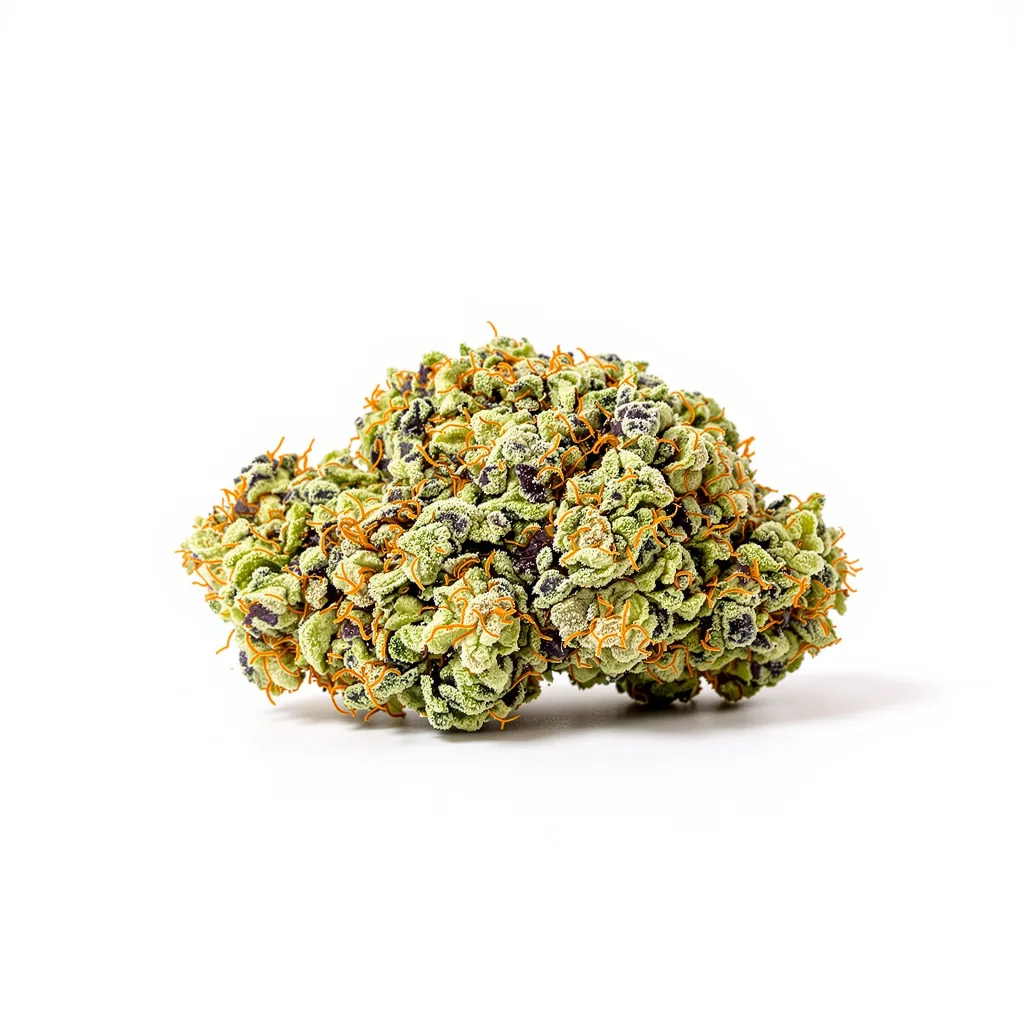 Venus OG 57% indica / 43% sativa — flor con tricomas visibles