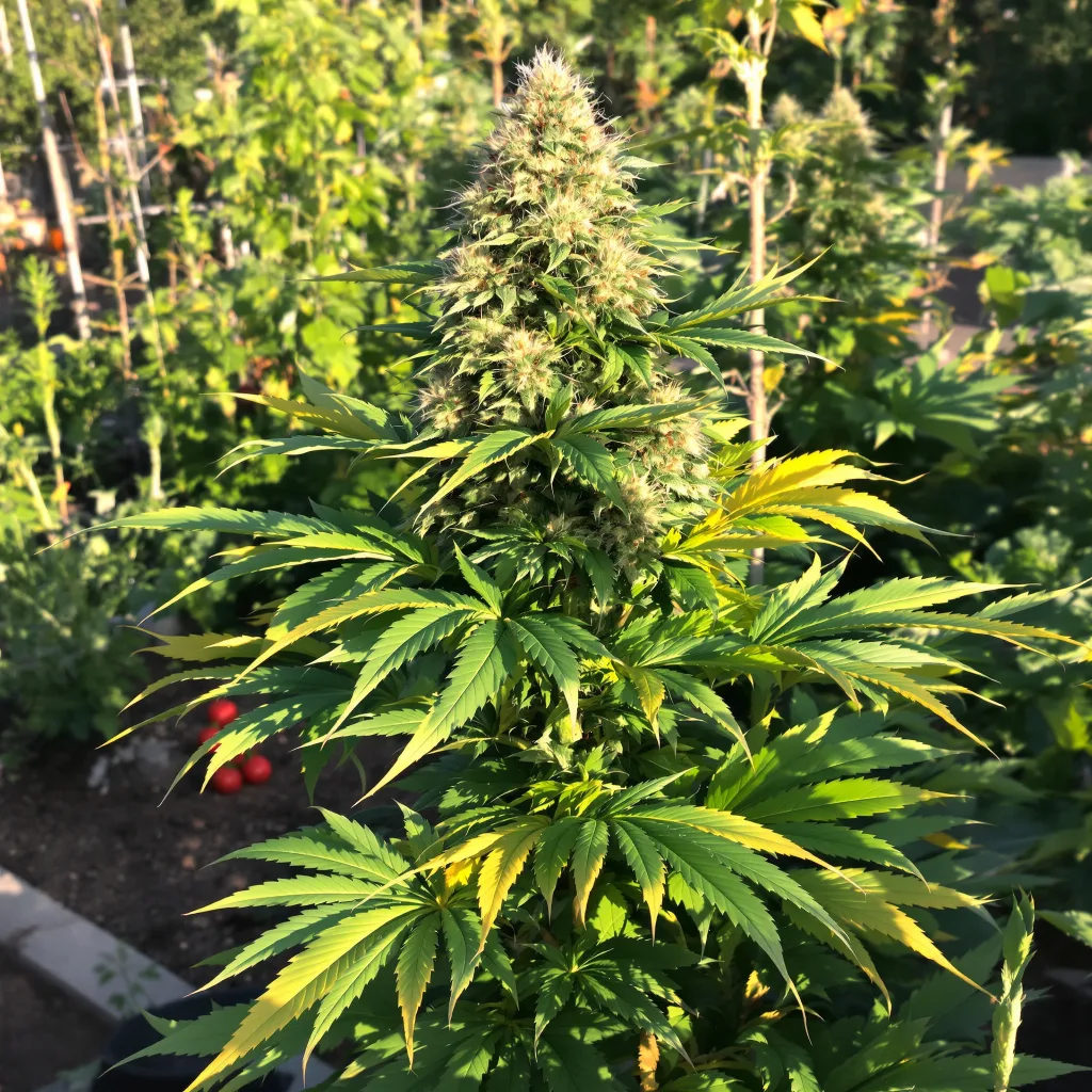 Violator Kush 70% indica / 20% sativa — flor con tricomas visibles