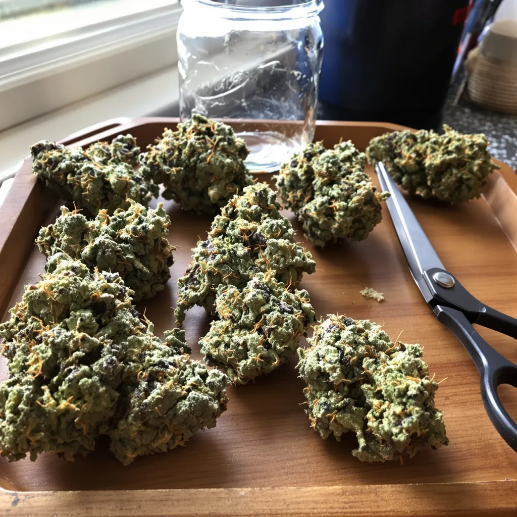 Wedding Cake 60% indica / 40% sativa — flor con tricomas visibles