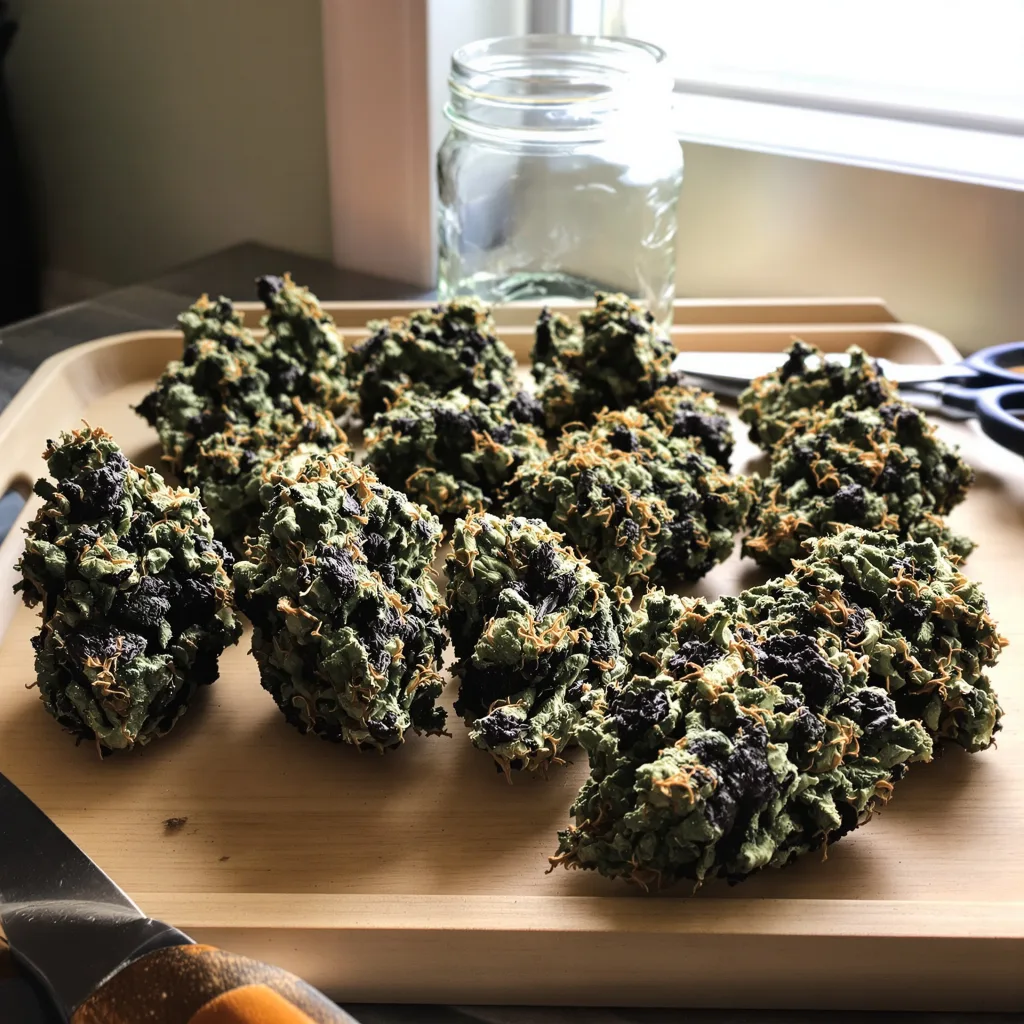 West OG 83% indica / 17% sativa — flor con tricomas visibles