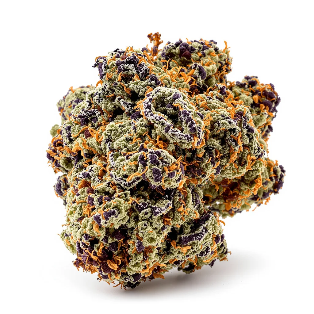 West OG 83% indica / 17% sativa — flor con tricomas visibles
