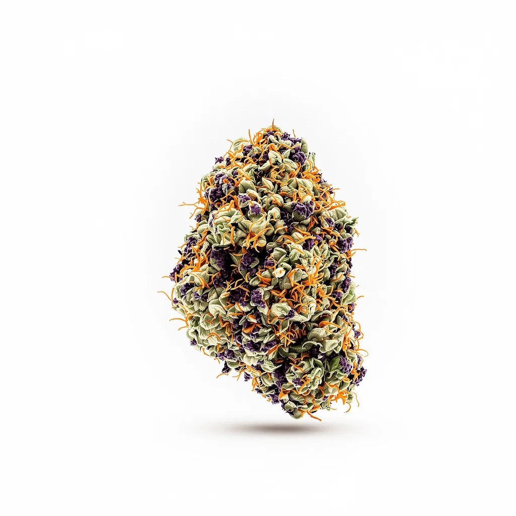 West OG 83% indica / 17% sativa — flor con tricomas visibles