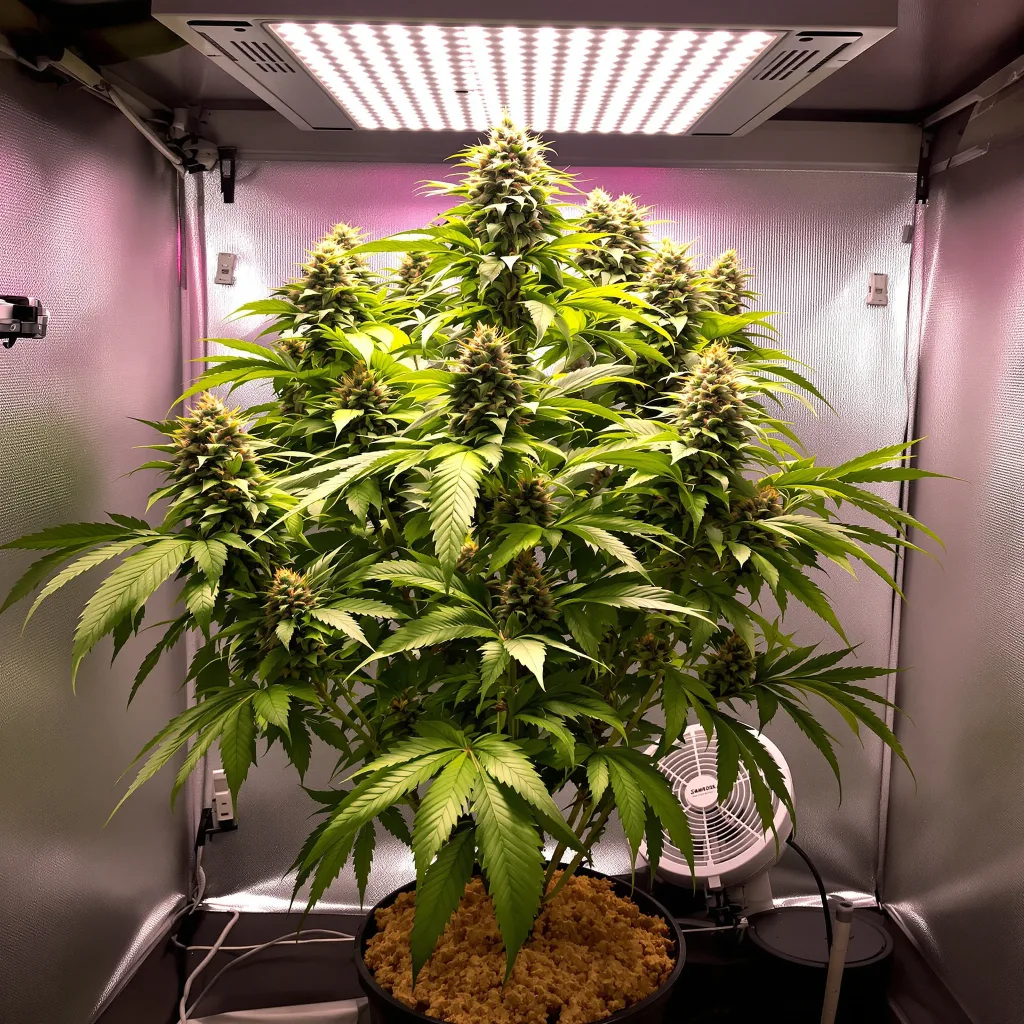 Planta de cannabis White Fire 43 en fase de floración — 60-100 cm autofloración
