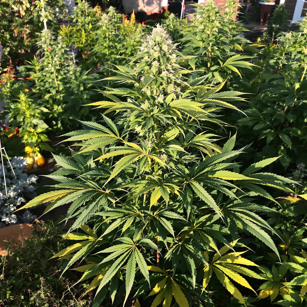 White Fire 43 77% indica / 23% sativa — flor con tricomas visibles