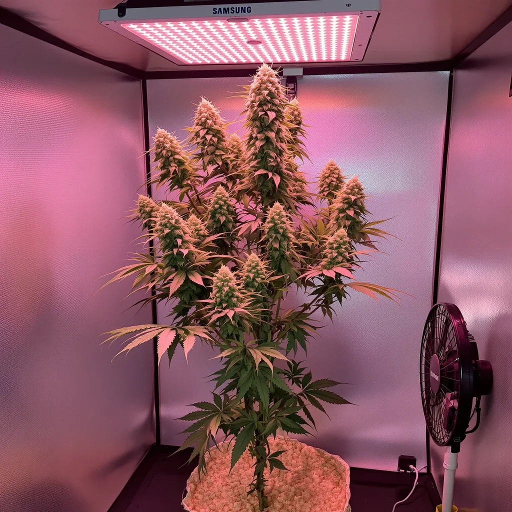 Planta de cannabis White Fire OG en fase de floración — 60-100 cm autofloración
