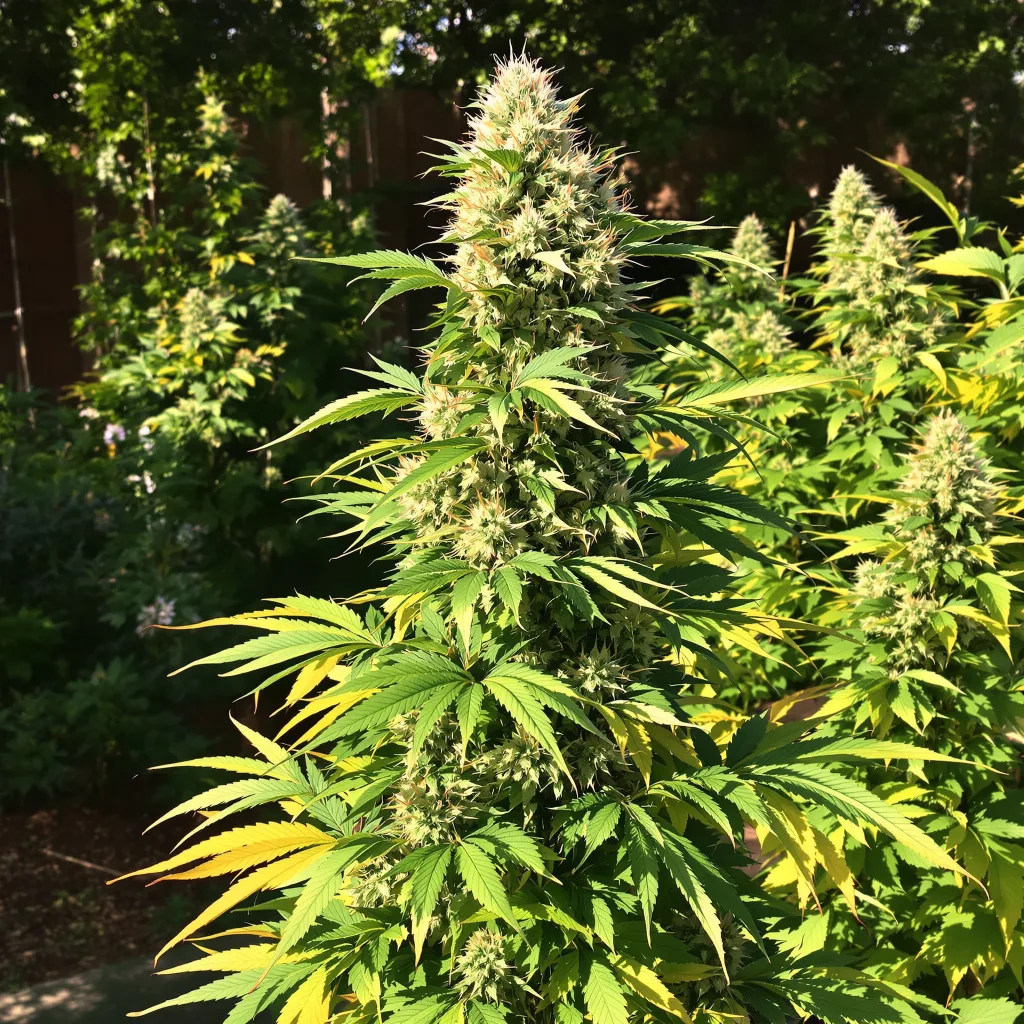 White Fire OG 60% indica / 40% sativa — flor con tricomas visibles