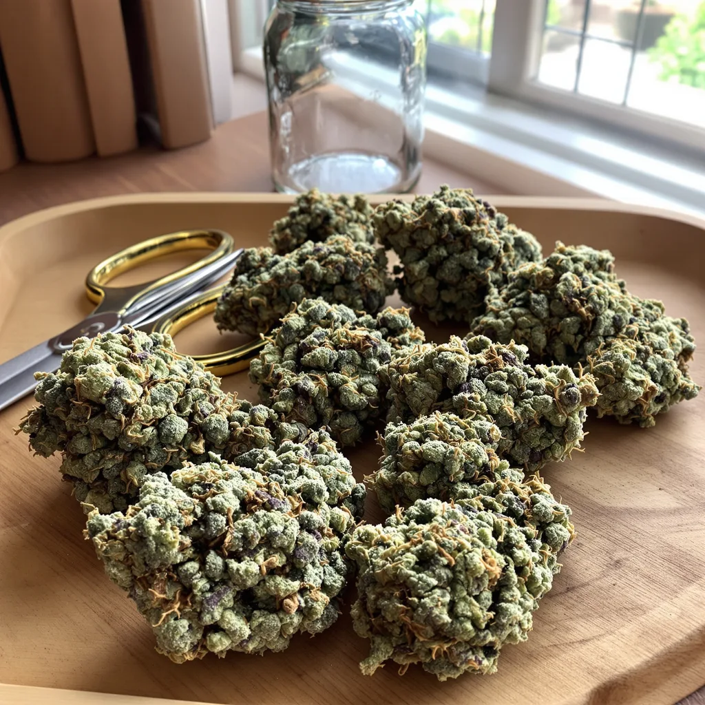White Gold 60% indica / 30% sativa — flor con tricomas visibles