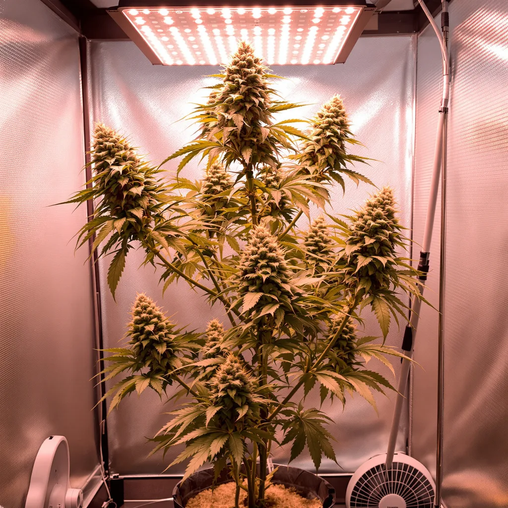 Planta de cannabis White Gold en fase de floración — 60-100 cm autofloración