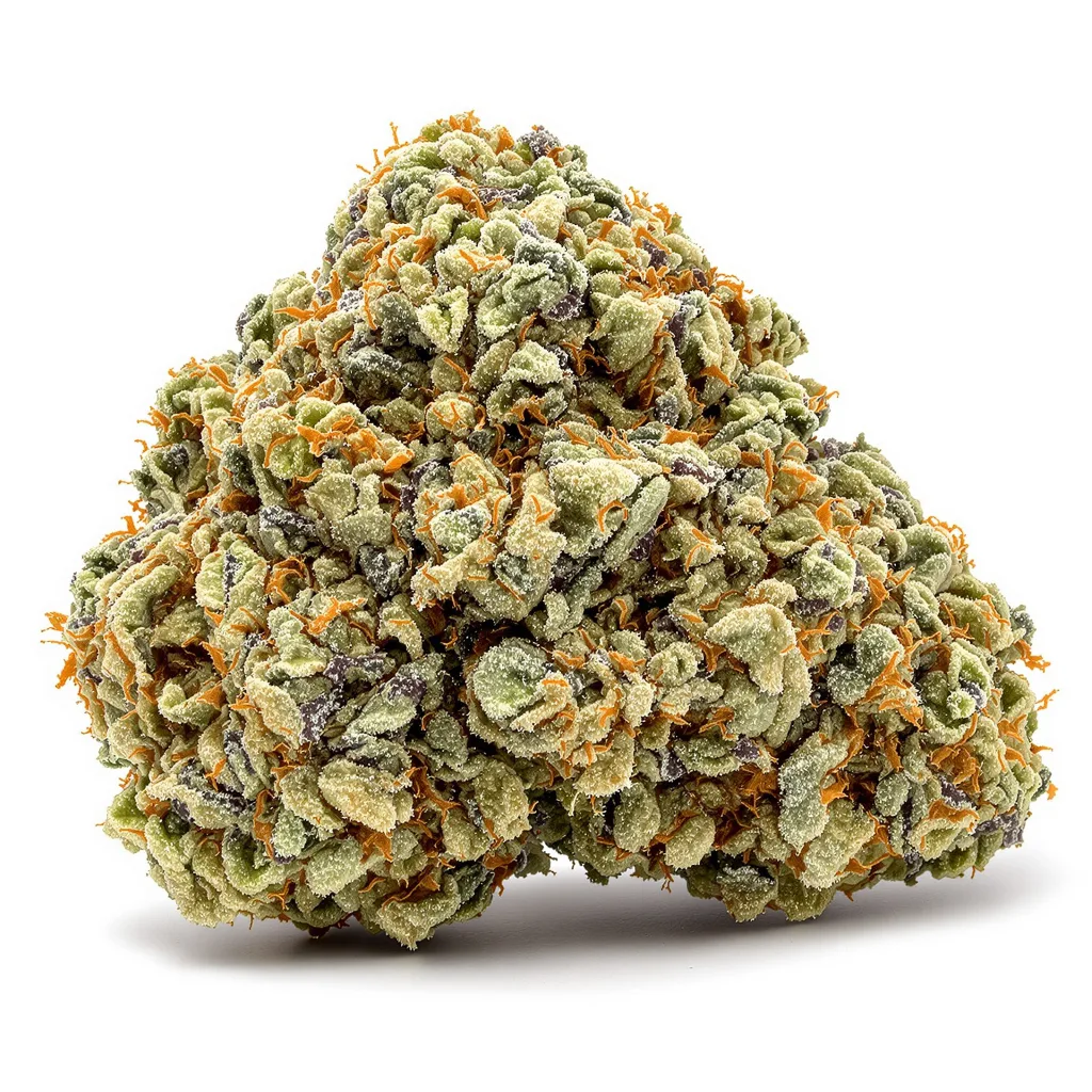 White Gold 60% indica / 30% sativa — flor con tricomas visibles