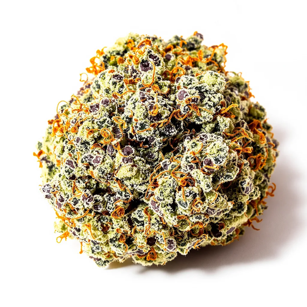 White Kryptonite 52% indica / 48% sativa — flor con tricomas visibles