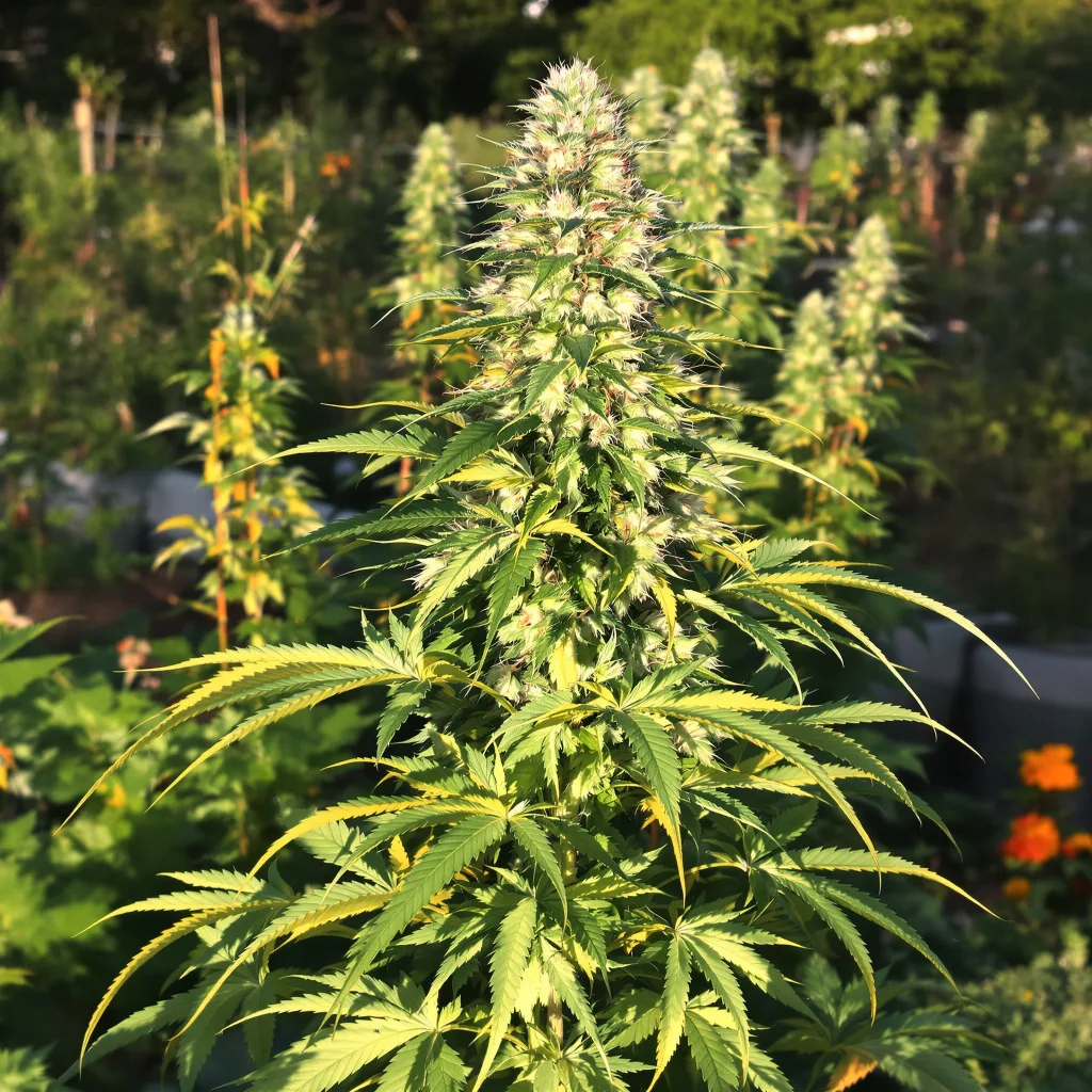 White Kush 64% indica / 36% sativa — flor con tricomas visibles