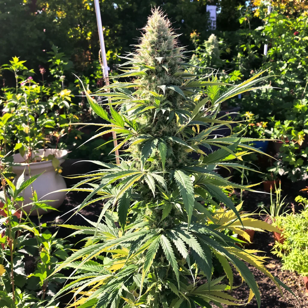 White Lightning 50% indica / 40% sativa — flor con tricomas visibles
