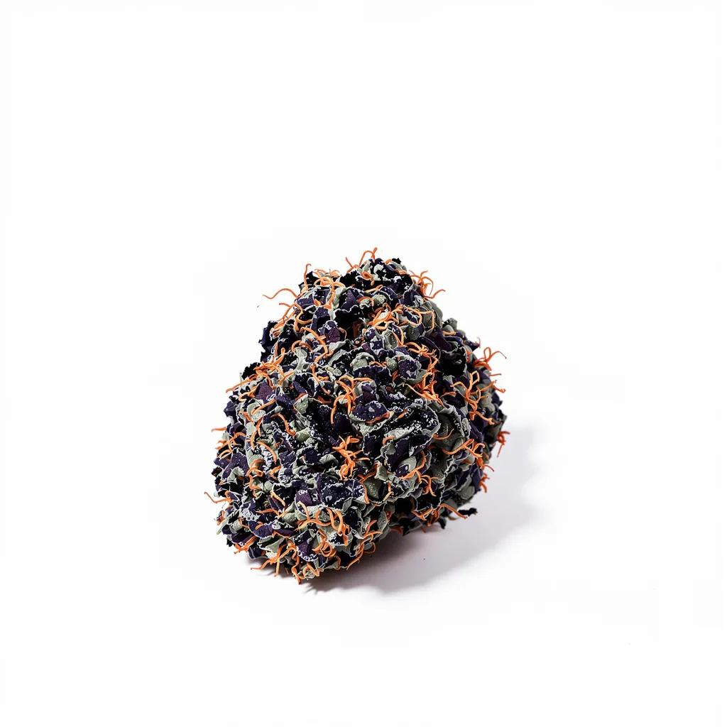 White Rhino 90% indica / 50% sativa — flor con tricomas visibles