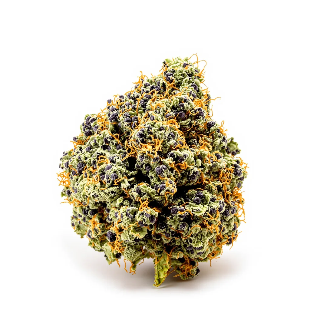 White Runtz 70% indica / 30% sativa — flor con tricomas visibles