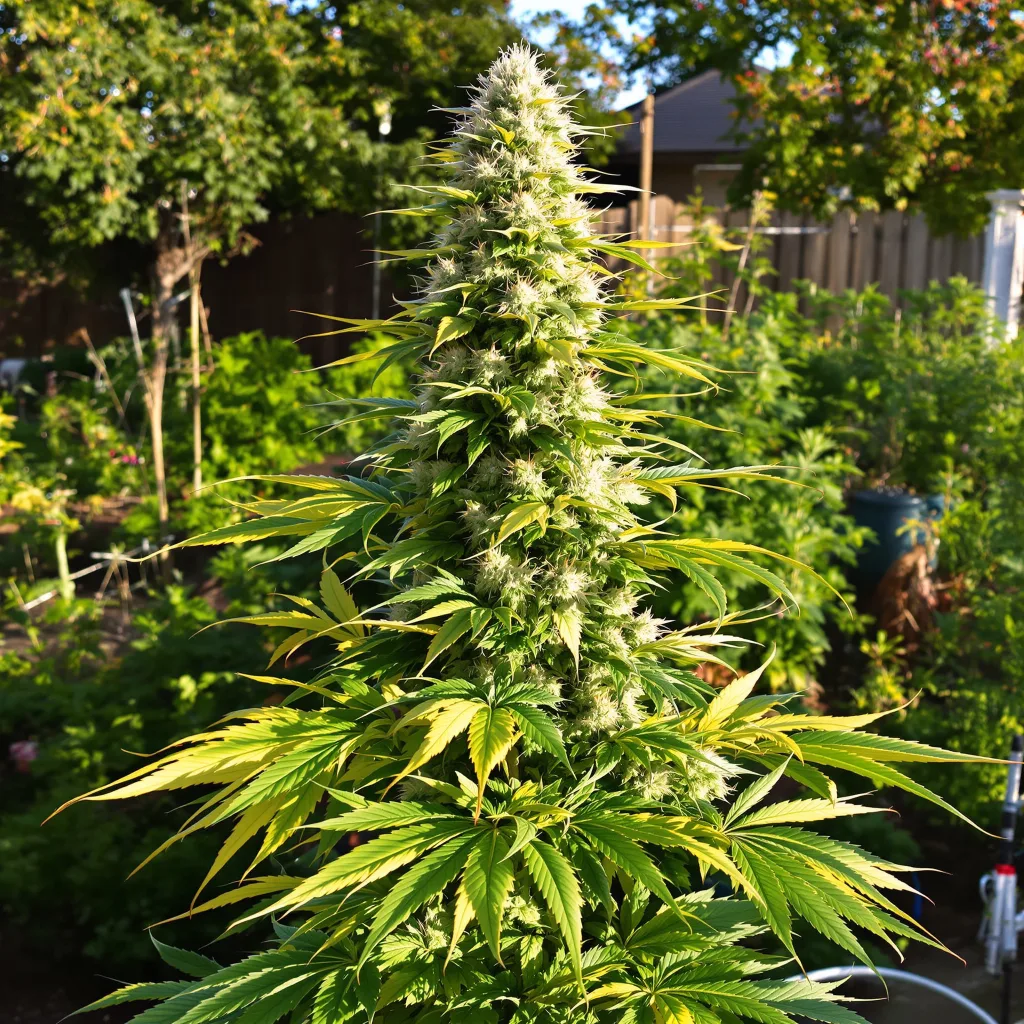 White Widow 50% indica / 40% sativa — flor con tricomas visibles