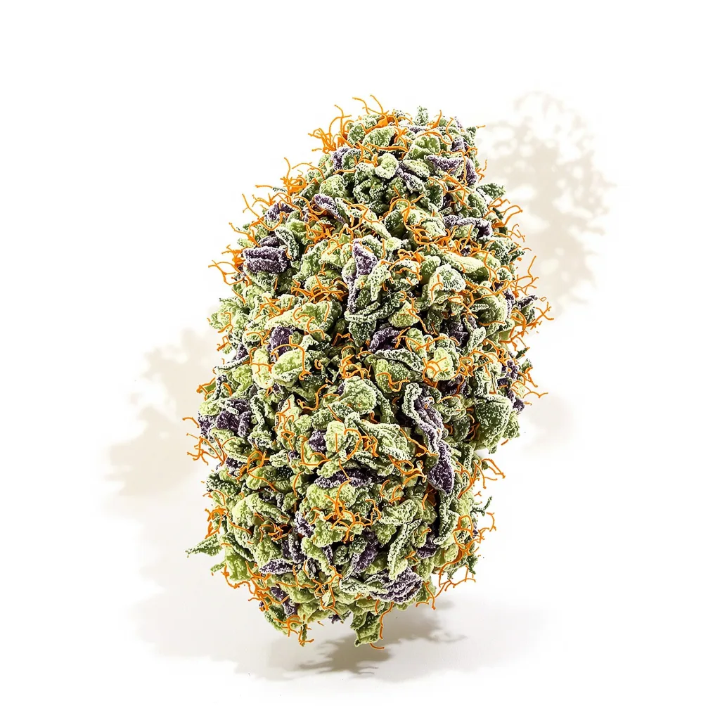 Whiteout 39% indica / 61% sativa — flor con tricomas visibles