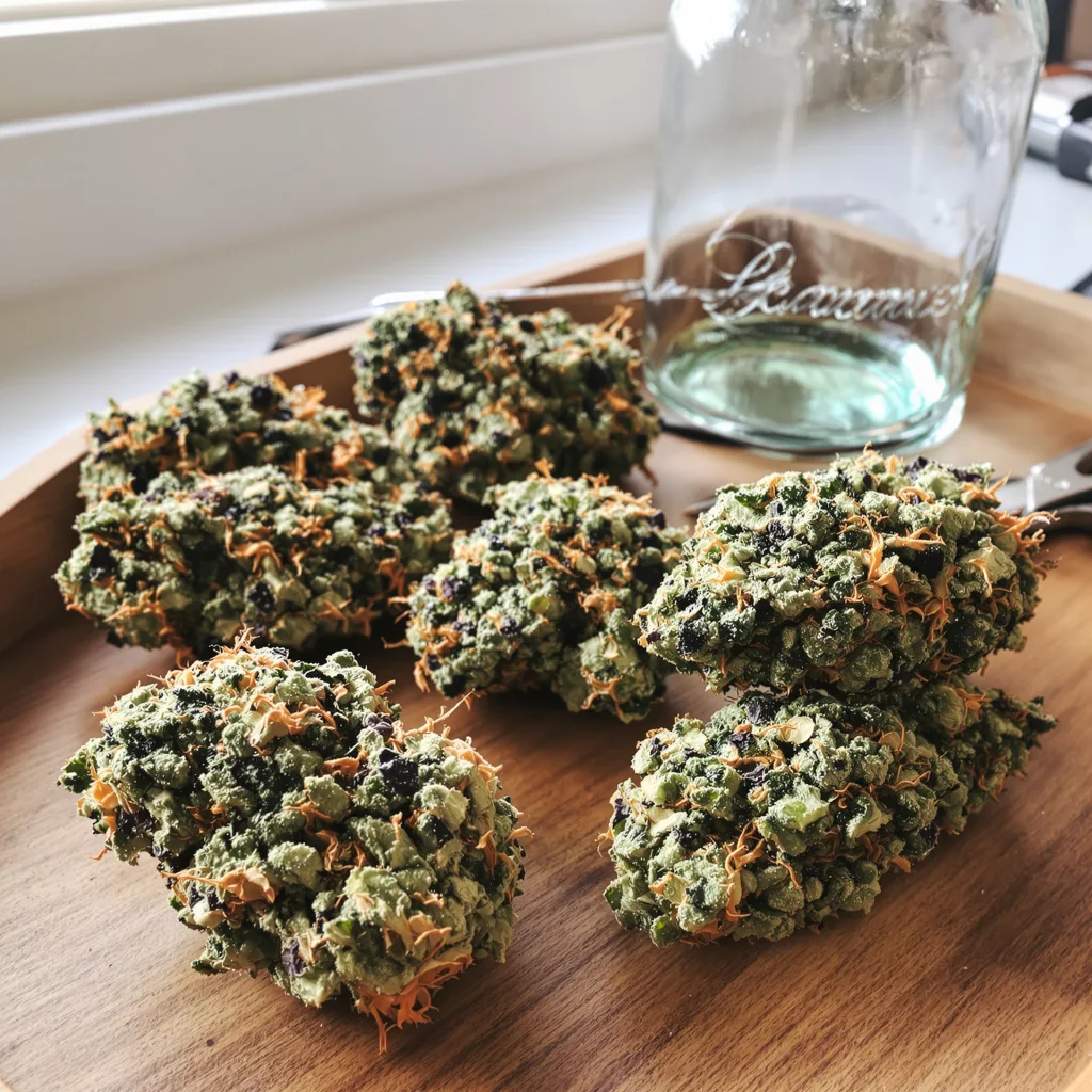 Wildberry 44% indica / 56% sativa — flor con tricomas visibles