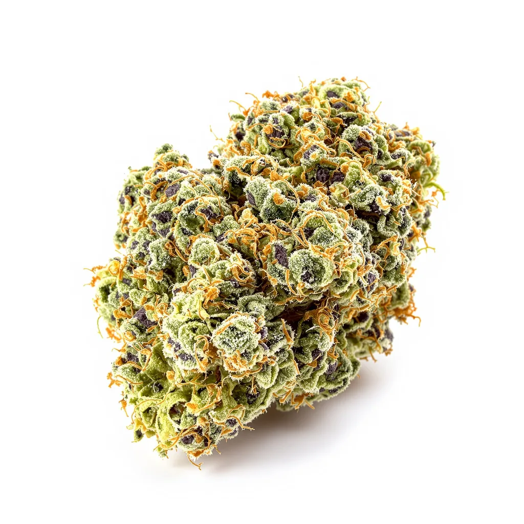 Wildberry 44% indica / 56% sativa — flor con tricomas visibles