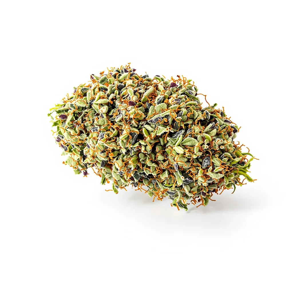 Willy's Wonder 65% indica / 25% sativa — flor con tricomas visibles