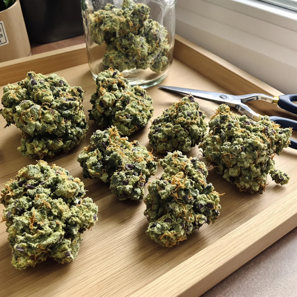 Willys Wonder 65% indica / 25% sativa — flor con tricomas visibles