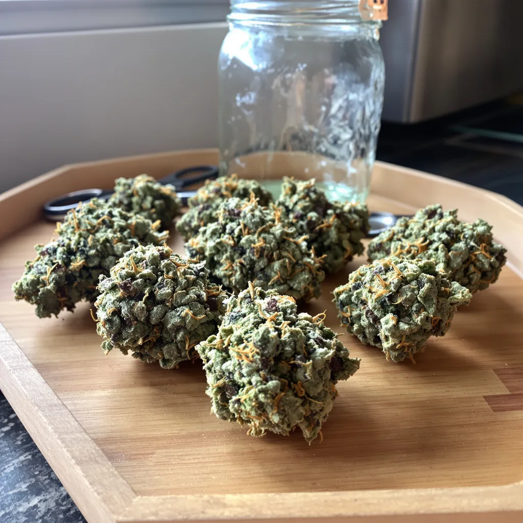 Wilson 64% indica / 36% sativa — flor con tricomas visibles