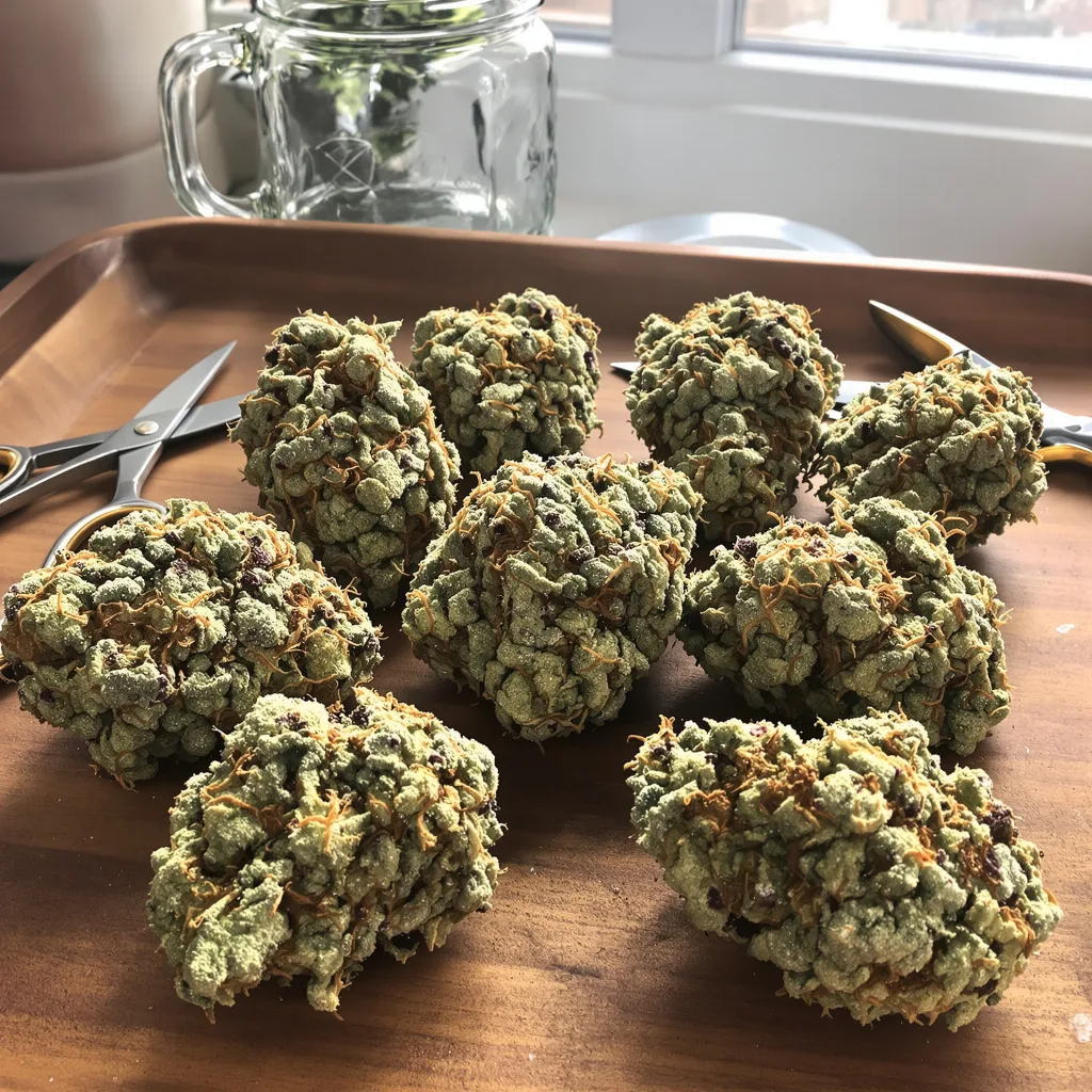 Wilson 64% indica / 36% sativa — flor con tricomas visibles
