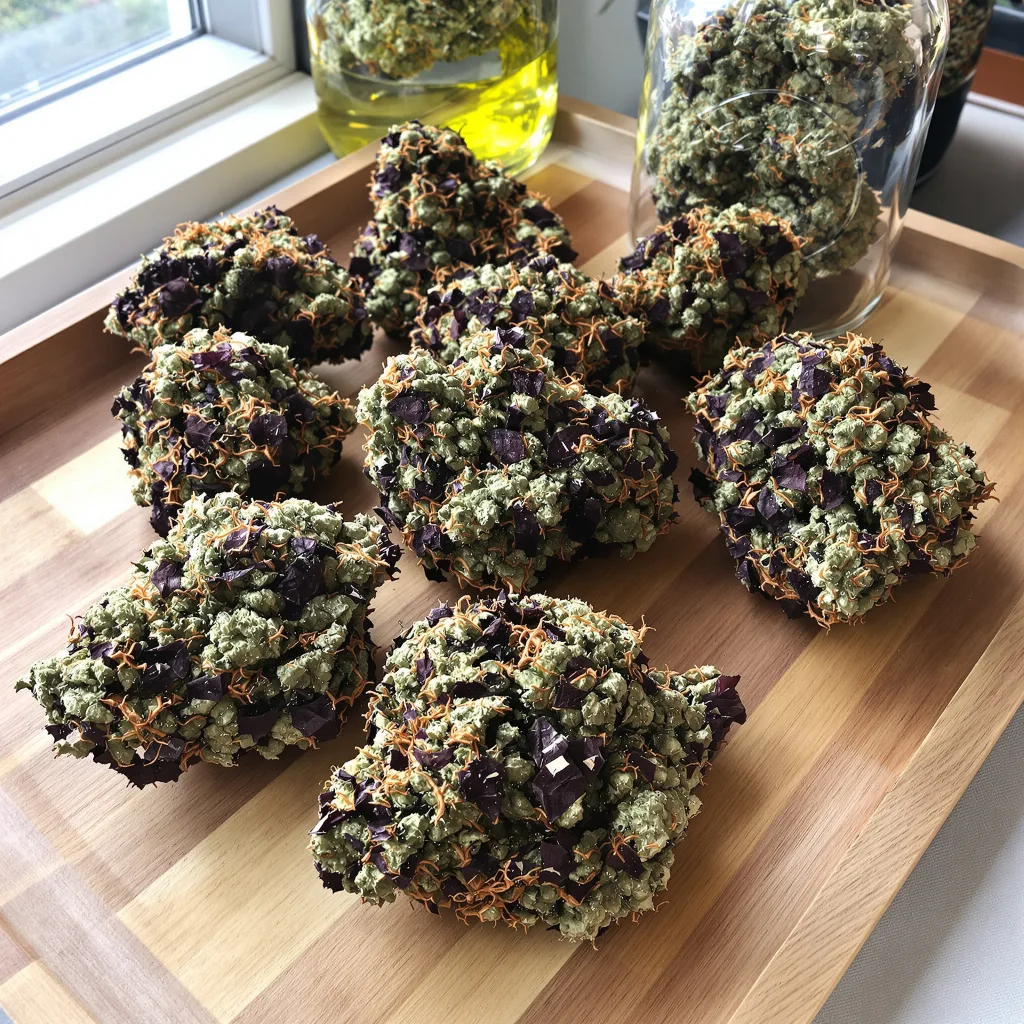 WMD 74% indica / 26% sativa — flor con tricomas visibles