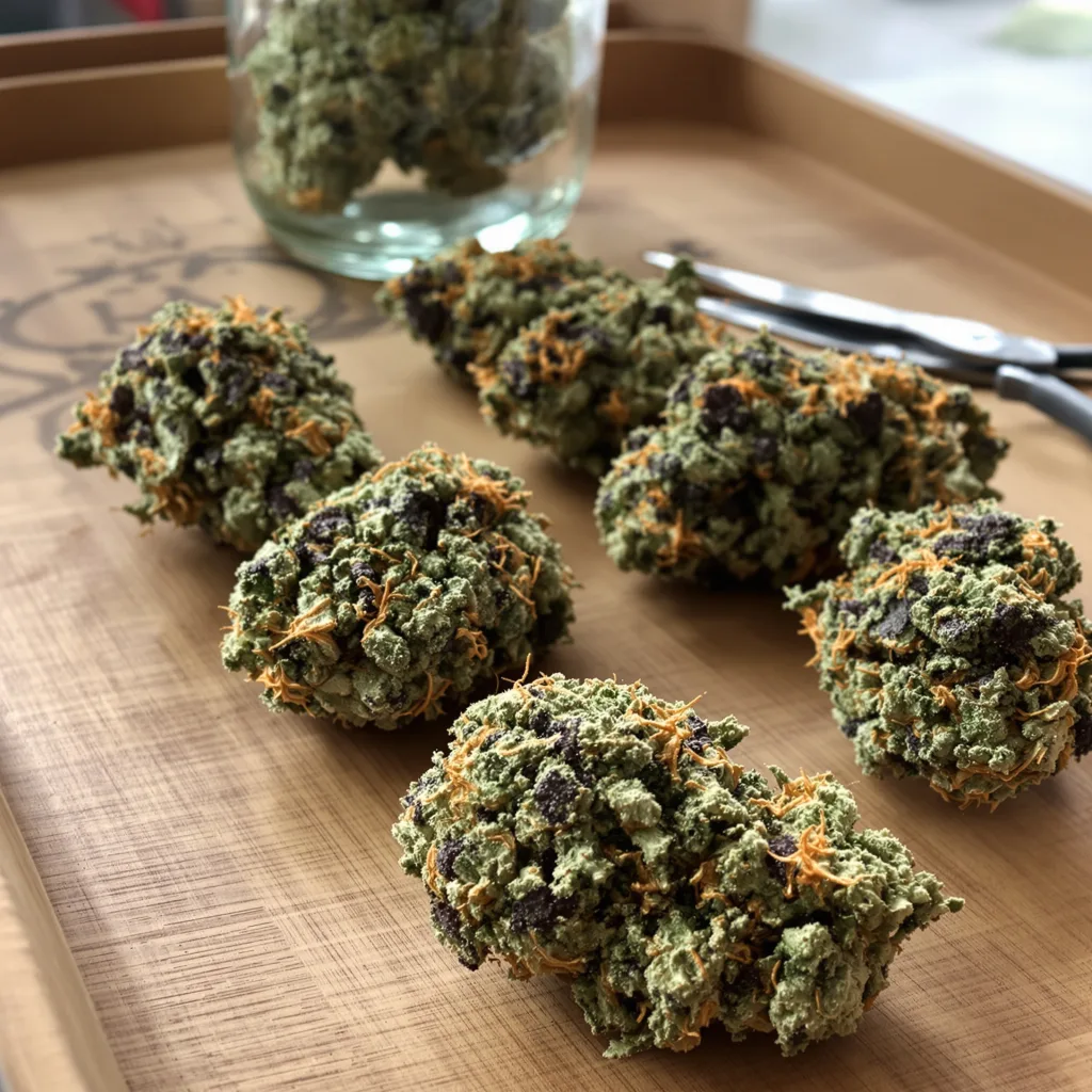 Wonder Woman 51% indica / 49% sativa — flor con tricomas visibles
