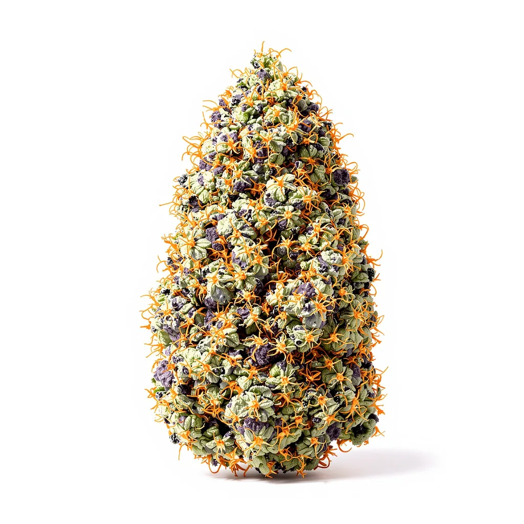Woody Kush 83% indica / 17% sativa — flor con tricomas visibles