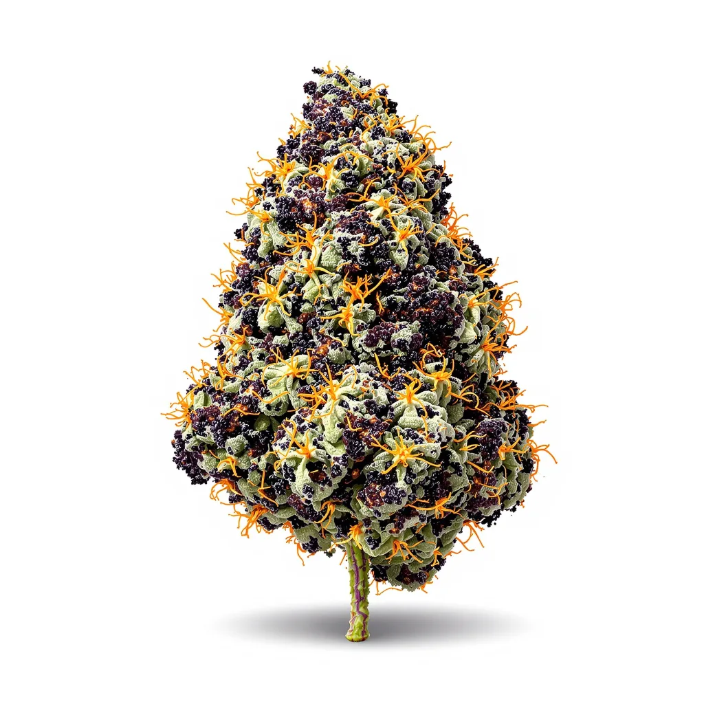 WSU 72% indica / 28% sativa — flor con tricomas visibles