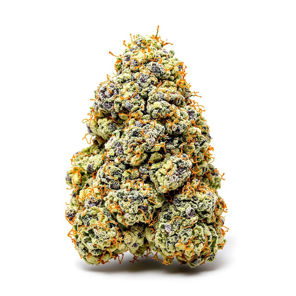 WTF 47% indica / 53% sativa — flor con tricomas visibles