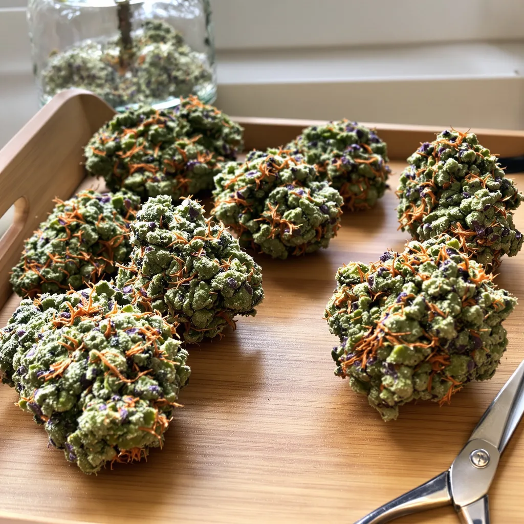X-Files 42% indica / 58% sativa — flor con tricomas visibles