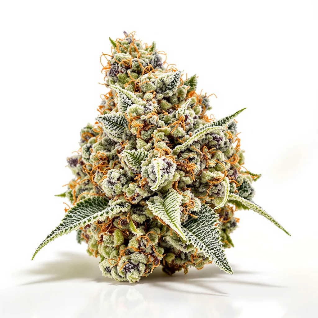 X-Files 42% indica / 58% sativa — flor con tricomas visibles