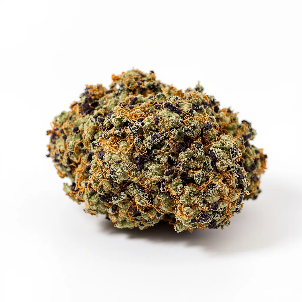 X-Wing 83% indica / 17% sativa — flor con tricomas visibles
