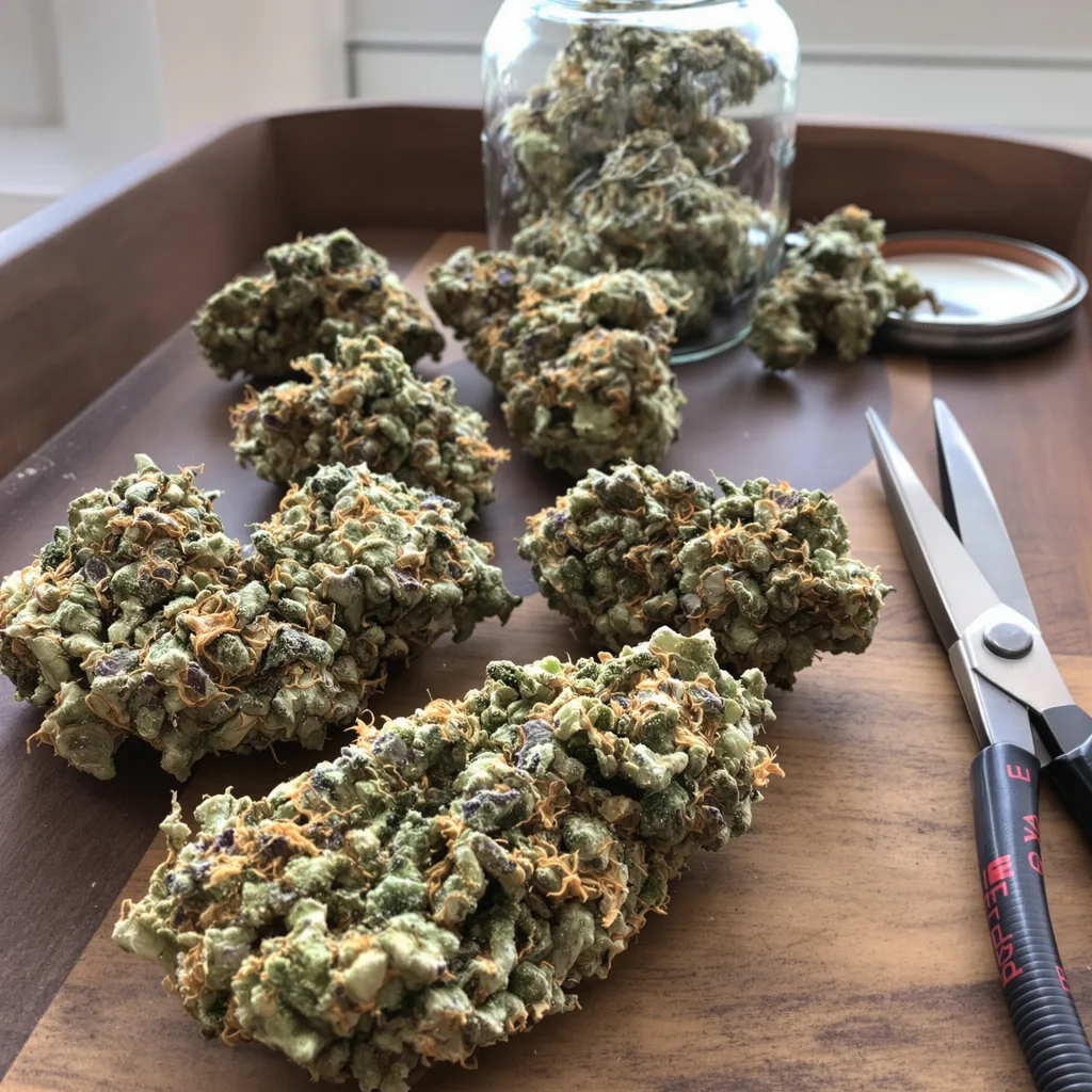 XJ-13 50% indica / 50% sativa — flor con tricomas visibles