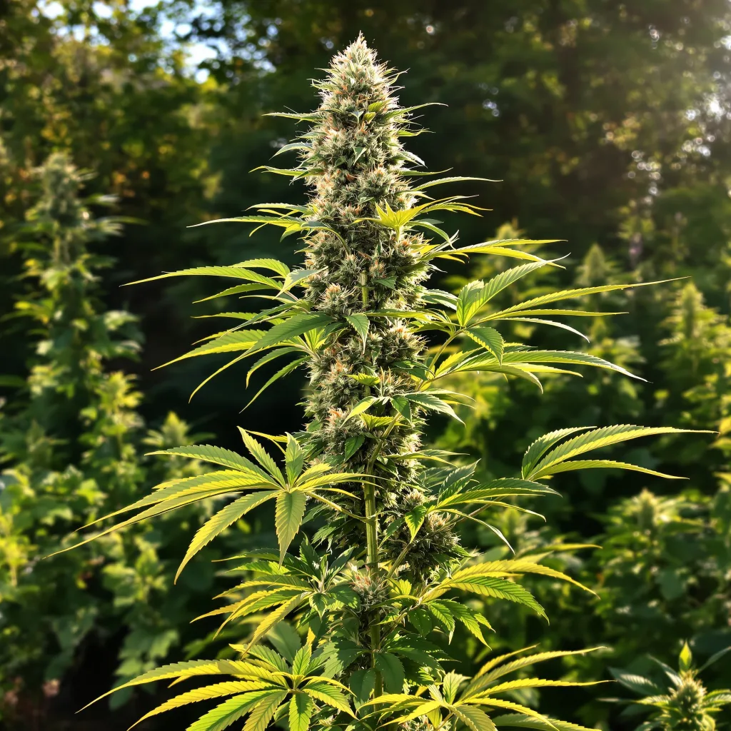 XJ-13 50% indica / 50% sativa — flor con tricomas visibles
