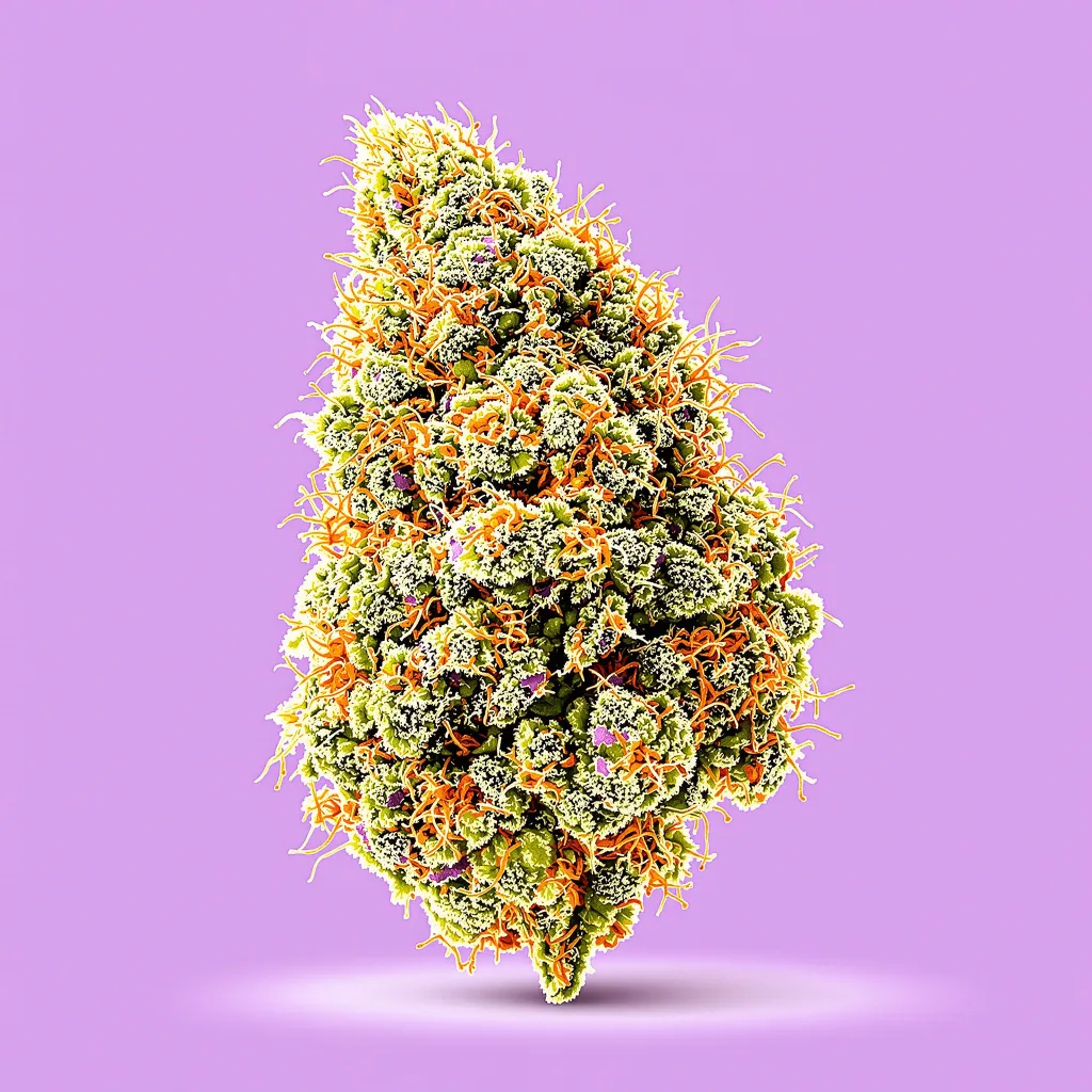 XJ-13 50% indica / 50% sativa — flor con tricomas visibles