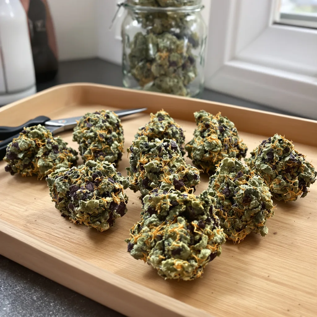 XXX 420 65% indica / 35% sativa — flor con tricomas visibles